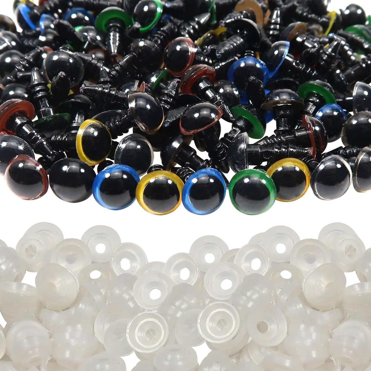 140pcs 8mm Colorful Plastic Safety Eyes with Washers – Craft Eyes for Amigurumis, Dolls, Plush Animals, and Crochet Projects